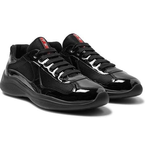 shiny black prada sneakers|Prada men's sneakers.